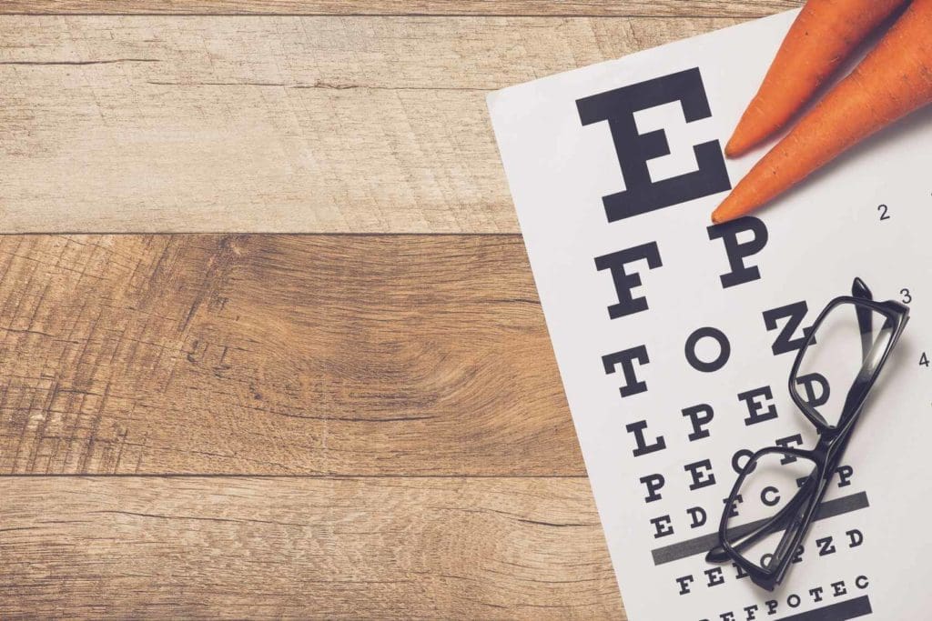 eye test chart carrots and eye glass