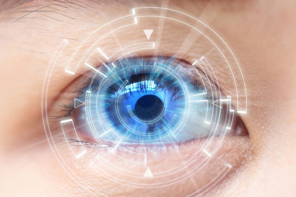 futuristic Close-up of woman's blue eye